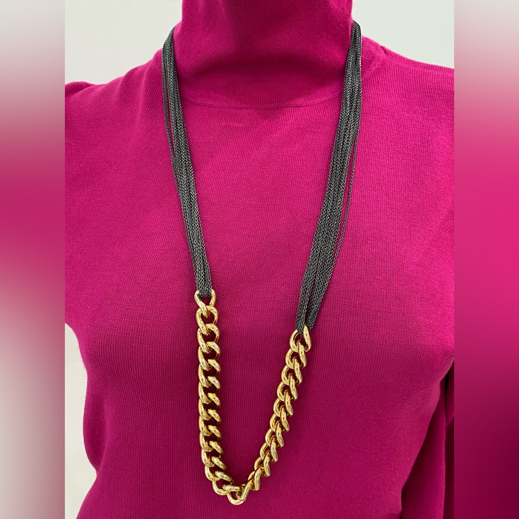 Unique TwoTone Multi Strand Adjustable Necklace